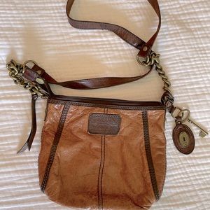 Fossil leather cross body bag